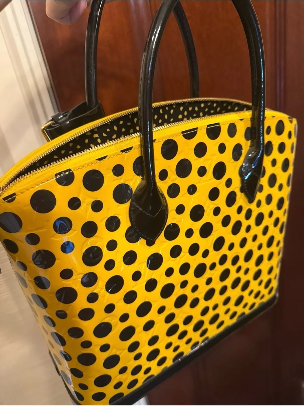 Louis Vuitton Yayoi Kusama Yellow and Black Polka Dot Patent Tote